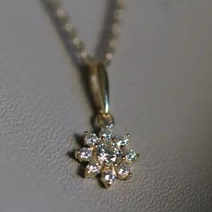 Dainty diamond flower necklace